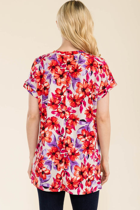 Women's Trendy Fashion Tops 2024 Round Neck Short Sleeve Floral T-Shirt