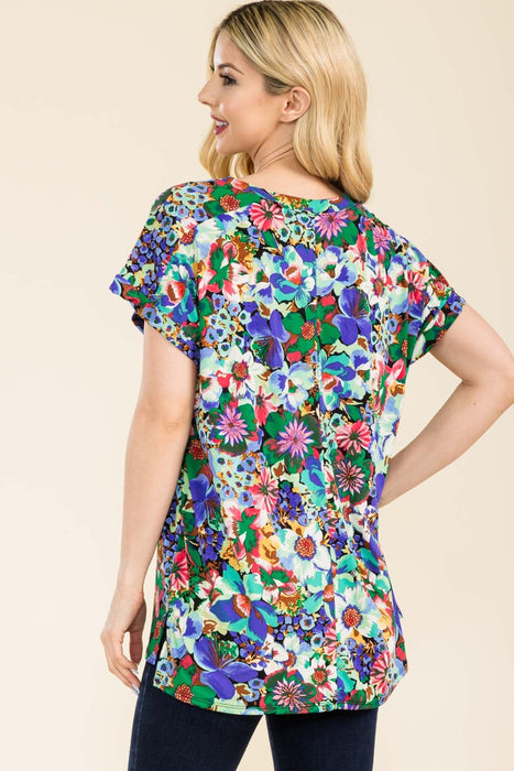 Women's Trendy Fashion Tops 2024 Round Neck Short Sleeve Floral T-Shirt
