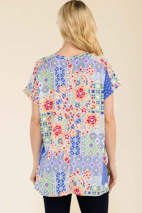 Women's Trendy Fashion Tops 2024 Round Neck Short Sleeve Floral T-Shirt