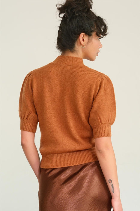 Women's Trendy Fashion Tops 2024 Mock Neck Puff Sleeve Sweater
