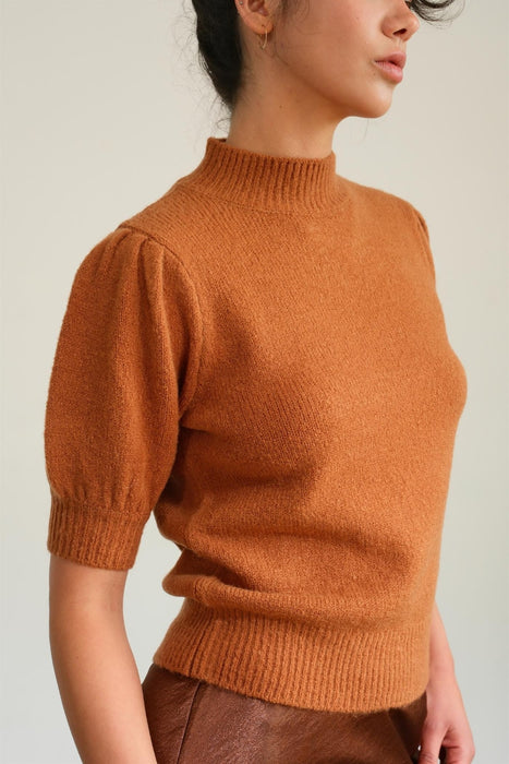 Women's Trendy Fashion Tops 2024 Mock Neck Puff Sleeve Sweater