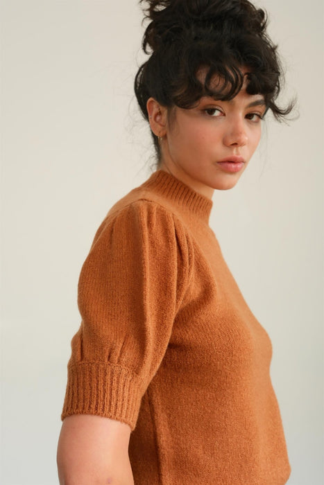 Women's Trendy Fashion Tops 2024 Mock Neck Puff Sleeve Sweater