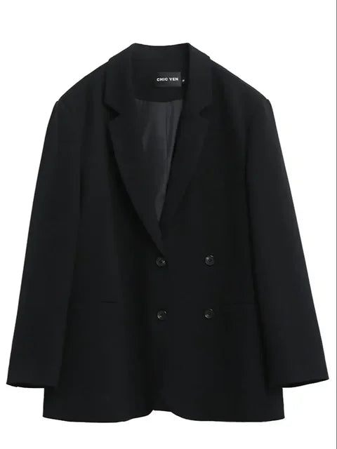 Fashion Women's Blazer Office Lady Long Sleeve Double-breasted Mid-length Coat Ladies Outerwear Stylish