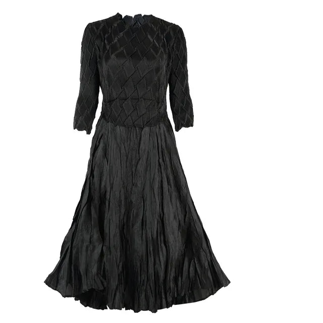 Women's Dress Fashion Design Loose Long Sleeve Female Elegant Pleated Dresses