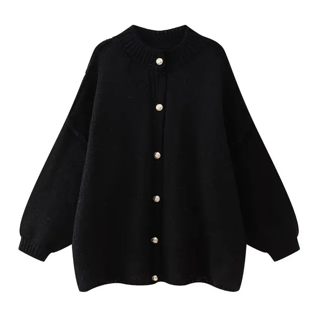 Women Fall Knitted Sweater Woman Fashion Long Sleeves Single Breasted Solid Color Slim Casual Loose Cardigan Top