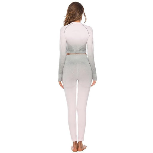 Women's Two Piece Suit Fashion Long Sleeve Tops Sport Suit Gym Fitness Tracksuit Women Clothing Lady Workout Shirt Pant Two Piece Women Sets AwsomU