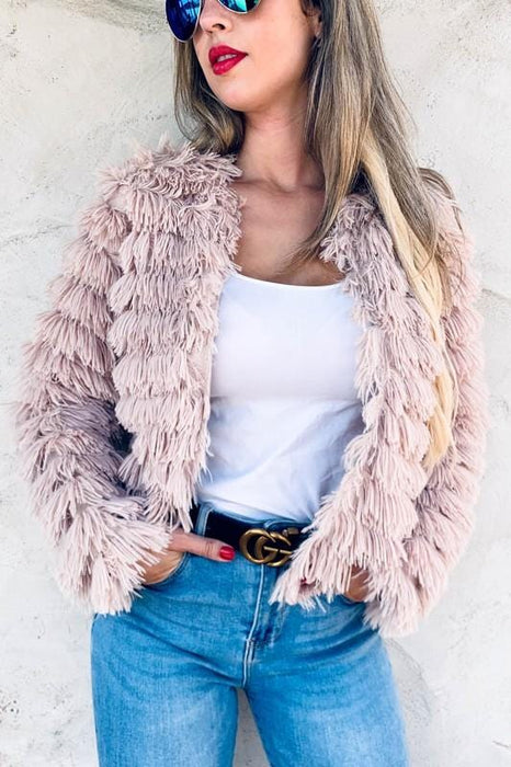 Tops Amoli Faux Fur Fringe Jacket AwsomU