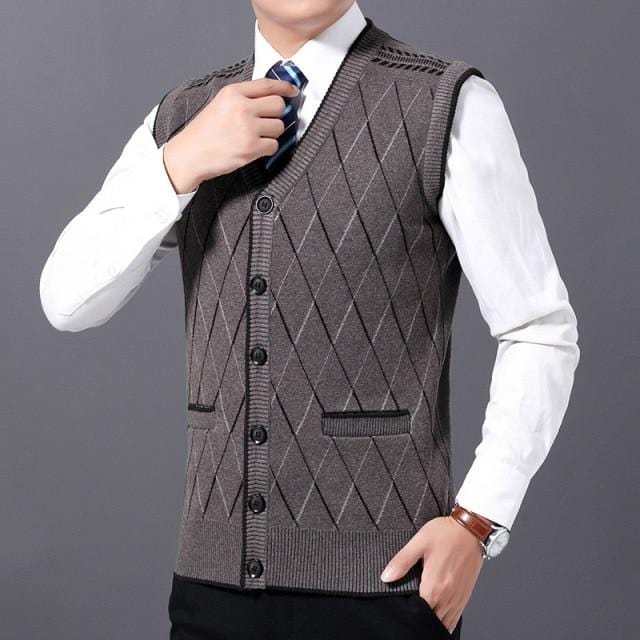 Men's Sweater New Fashion Brand Sweaters Men Pullovers Vest Sleeveless Slim Fit Jumpers Knitwear Casual Male Vests AwsomU