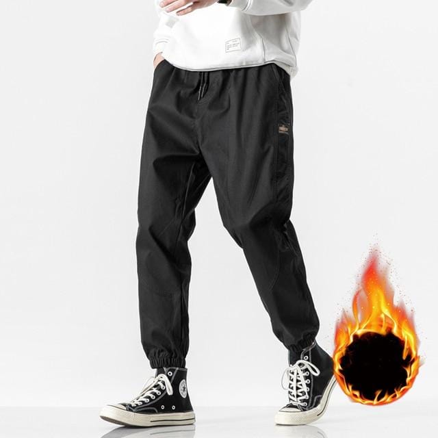 Men's Pants Winter Thick Warm Fleece Cargo Pants Men Streetwear Plus Size Black Joggers Male Casual Thermal Trousers Cargo Track Pants AwsomU