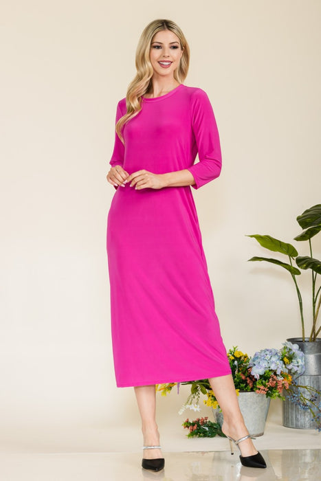 Women's Fashion Tops 2024 Round Neck Midi Dress