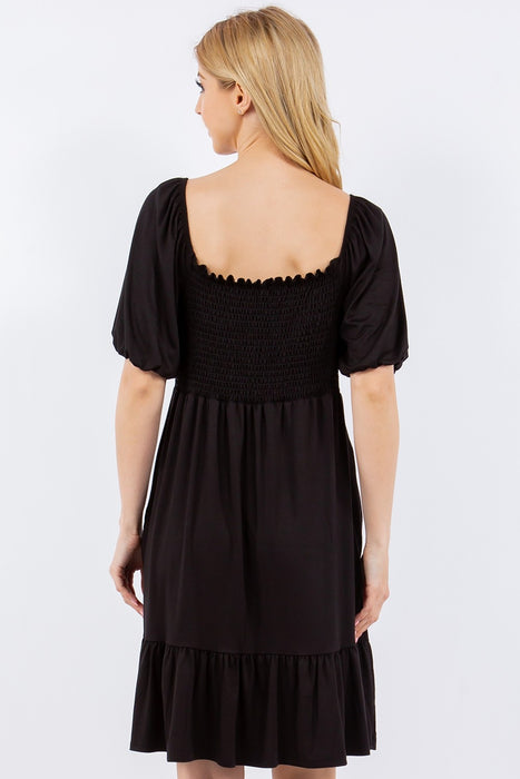 Women's Fashion Tops 2024 Ruffle Hem Short Sleeve Smocked Dress