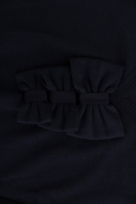 MARGHI LO' Elegant Over Knee Blue Wool Dress