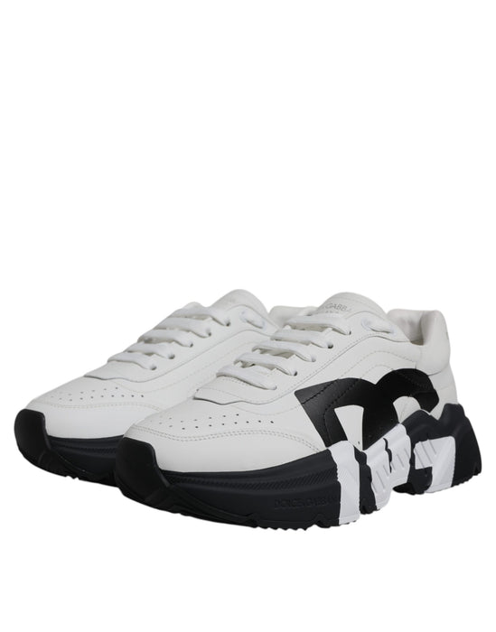 Dolce & Gabbana White Black DAYMASTER Leather Sneakers Shoes