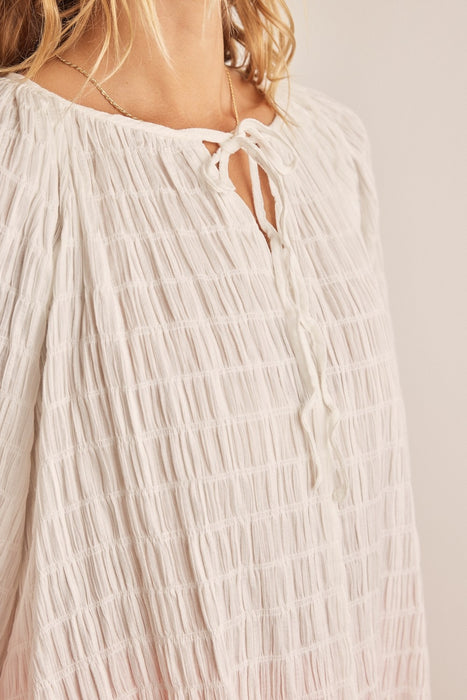 Women's Trendy Fashion Tops 2024 Textured Tie Neck Blouse