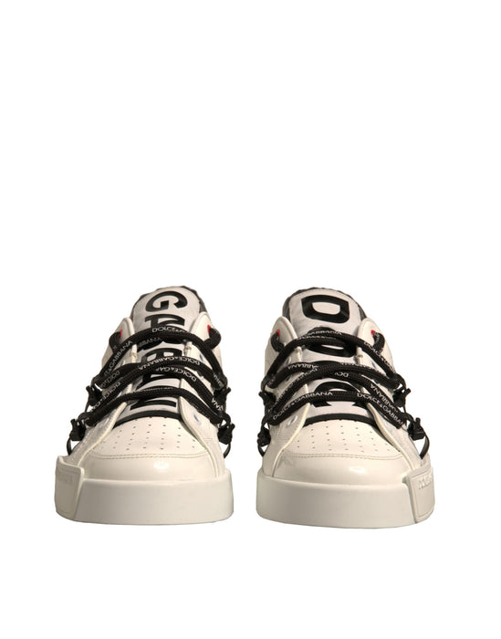Dolce & Gabbana White Leather Portofino Low Top Sneakers Shoes