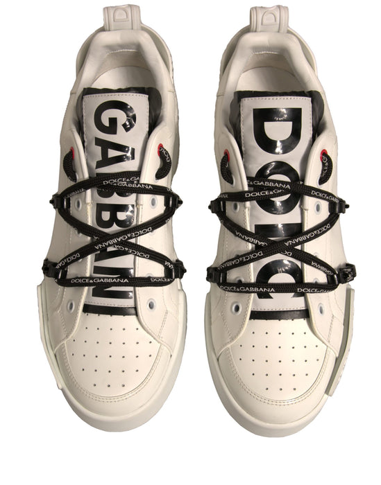 Dolce & Gabbana White Leather Portofino Low Top Sneakers Shoes