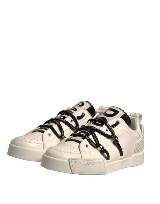 Dolce & Gabbana White Leather Portofino Low Top Sneakers Shoes
