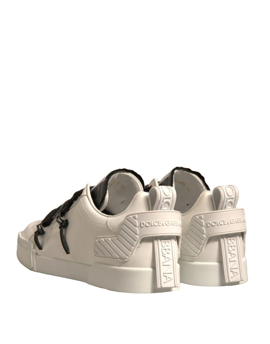 Dolce & Gabbana White Leather Portofino Low Top Sneakers Shoes
