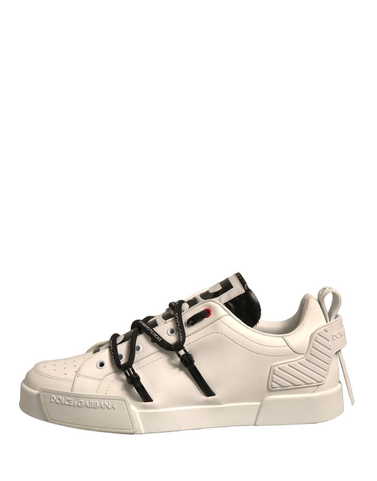 Dolce & Gabbana White Leather Portofino Low Top Sneakers Shoes
