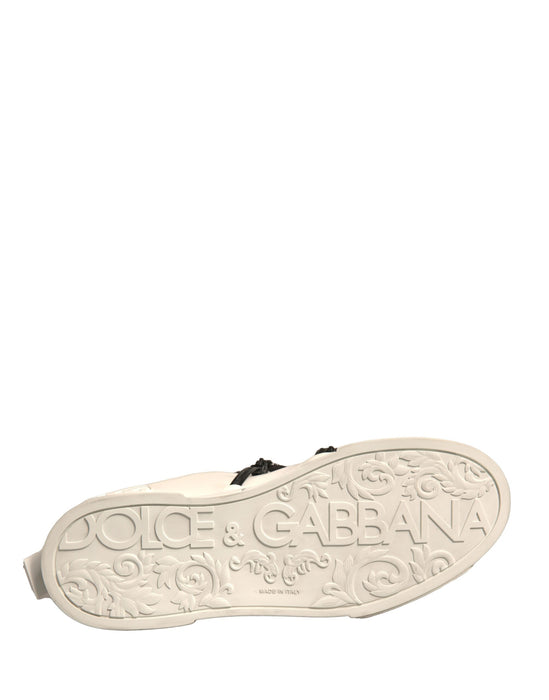 Dolce & Gabbana White Leather Portofino Low Top Sneakers Shoes