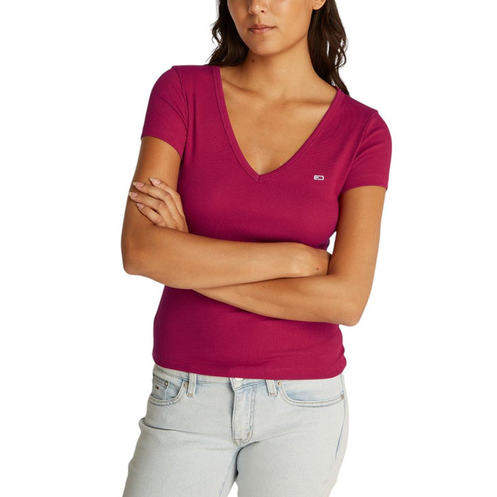 Tommy Hilfiger Jeans Red Cotton Rigenerato Tops & T-Shirt