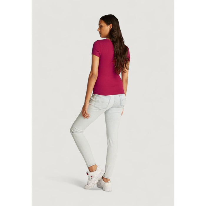 Tommy Hilfiger Jeans Red Cotton Rigenerato Tops & T-Shirt