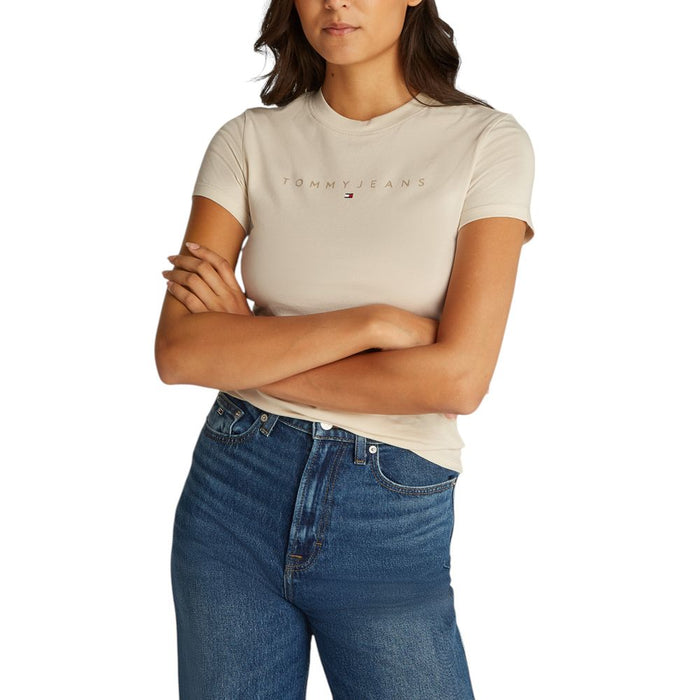 Tommy Hilfiger Jeans Beige Cotton Tops & T-Shirt