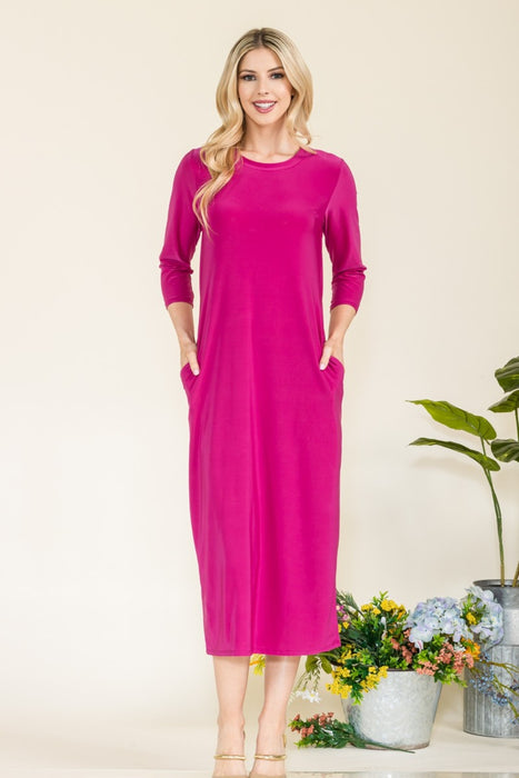 Women's Fashion Tops 2024 Round Neck Midi Dress