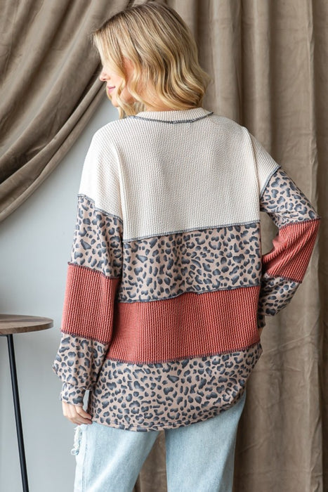 Women's Fashion Tops 2024 Color Block Long Sleeve Exposed Seam Top