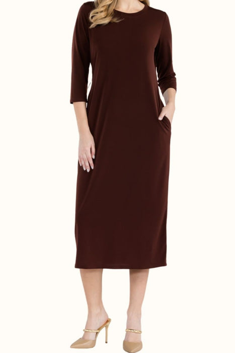 Women's Fashion Tops 2024 Round Neck Midi Dress