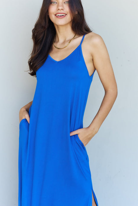Ninexis Good Energy Cami Side Slit Maxi Dress in Royal Blue