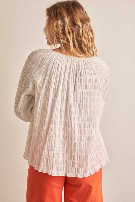 Women's Trendy Fashion Tops 2024 Textured Tie Neck Blouse