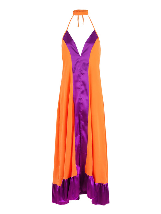Boho New Elegant Women Maxi Dress Halter Sleeveless Backless Casual Loose Summer Beach Holiday Tie Up Dress
