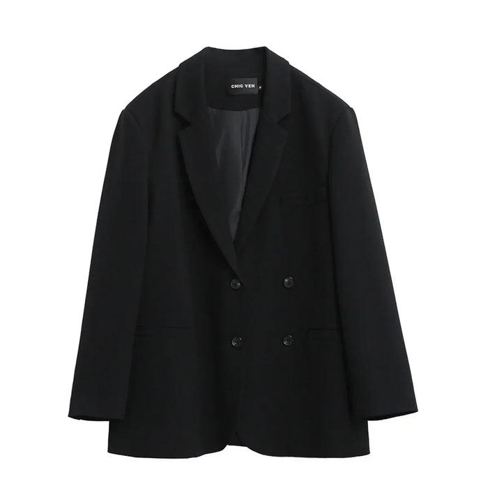 Fashion Women's Blazer Office Lady Long Sleeve Double-breasted Mid-length Coat Ladies Outerwear Stylish