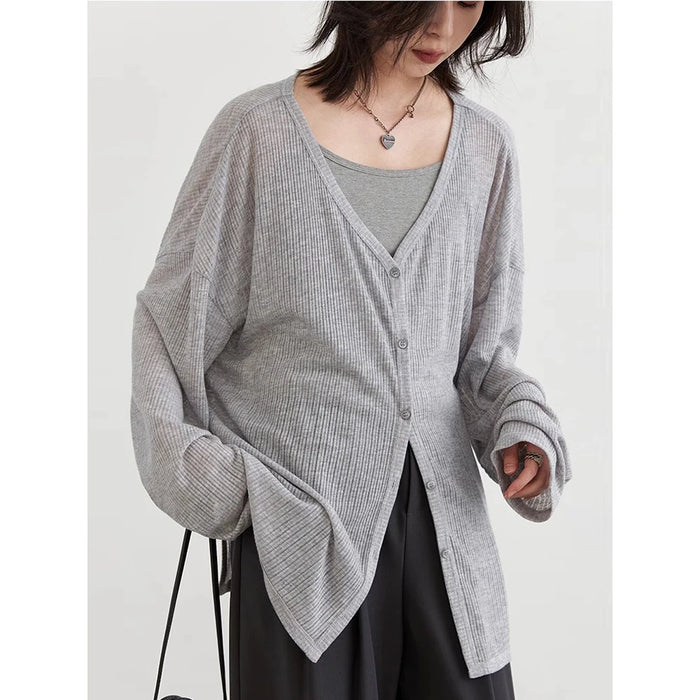 Women's Cardigan New V-neck Long Sleeved Female Shirt Female Jumpers Sun Protection Woman Top Spring Summer SPF