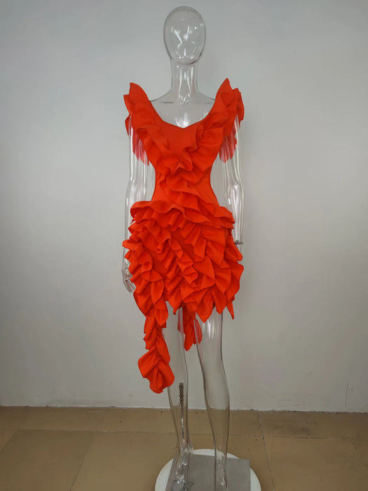 Women Tierred High Low Asymmetrical Ball Gown Dress Sexy Club Party Evening High Night Dresses