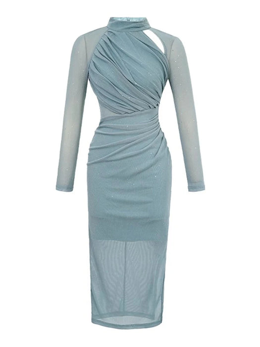 Christmas Party Shiny Evening Long Dresses For Women Ladies See Through Sexy Bodycon Dress Robe Stretchy Clothes
