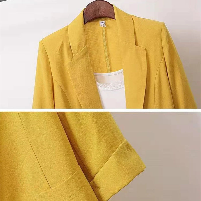 Fashion Women's Jacket Solid Color Yellow Black Cotton Fabric Loose Oversize Coat Spring Summer Jackets Women's Suit