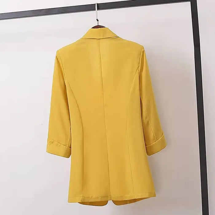 Fashion Women's Jacket Solid Color Yellow Black Cotton Fabric Loose Oversize Coat Spring Summer Jackets Women's Suit