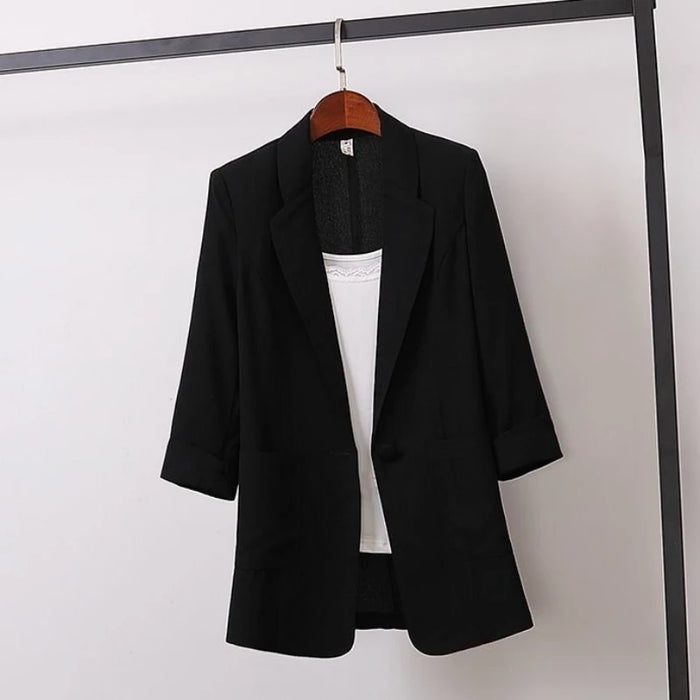 Fashion Women's Jacket Solid Color Yellow Black Cotton Fabric Loose Oversize Coat Spring Summer Jackets Women's Suit