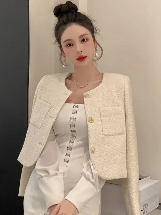 Coat Women Fall Winter Fashion Slim Jacket Female Woolen Short Outerwear Office Lady Top