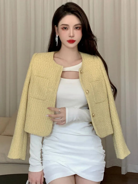 Coat Women Fall Winter Fashion Slim Jacket Female Woolen Short Outerwear Office Lady Top