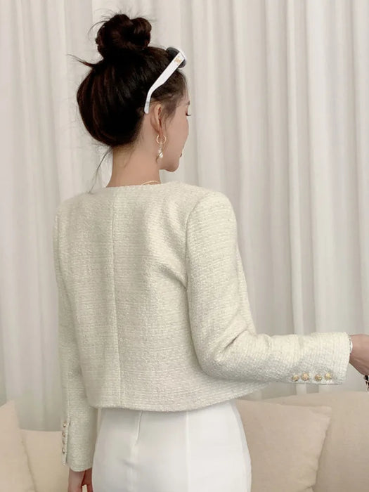 Coat Women Fall Winter Fashion Slim Jacket Female Woolen Short Outerwear Office Lady Top