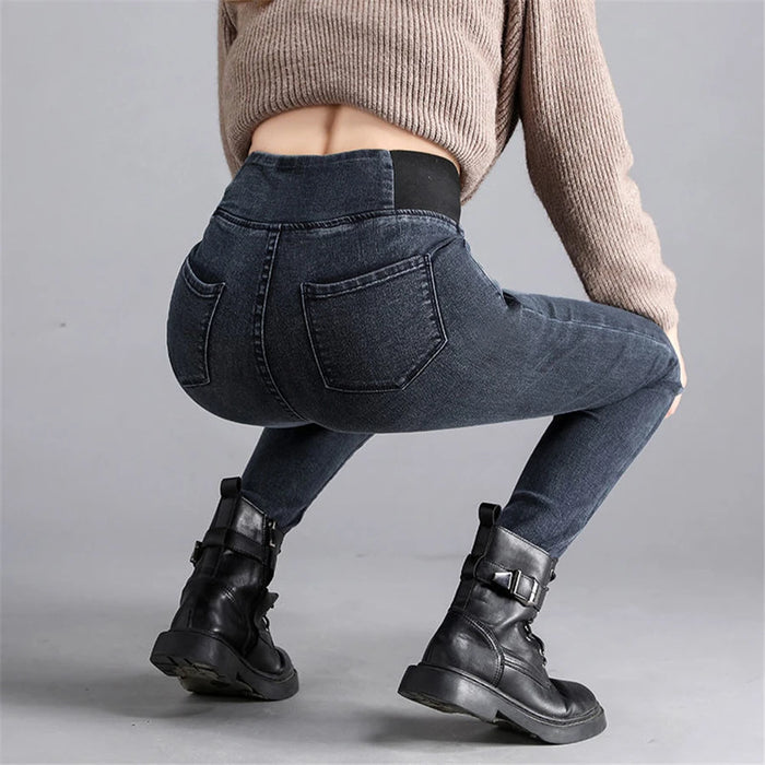 Jeans Oversize 26-38 Slim Denim Pants Women's High Waist Skinny Jean Vintage Wash Pencil Stretch Leggings