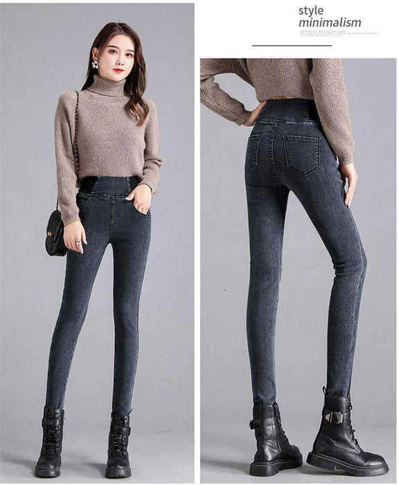 Jeans Oversize 26-38 Slim Denim Pants Women's High Waist Skinny Jean Vintage Wash Pencil Stretch Leggings