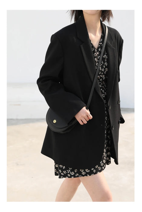 Fashion Women's Blazer Office Lady Long Sleeve Double-breasted Mid-length Coat Ladies Outerwear Stylish