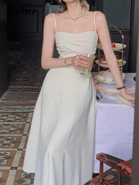 Two Piece Fall Solid Color Dress Woman Ladies Elegant Dress Women White Party Wedding