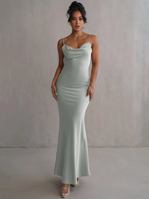 Holiday Party Floral Draped Backless Maxi Long Dress For Women Fashion Spaghetti Strap Sleeveless Bodycon Evening Party Dress Elegant