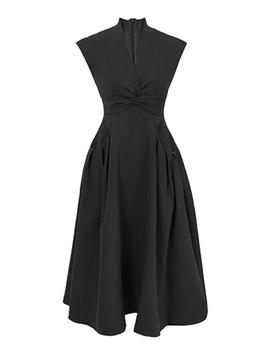 Holiday Party Elegant Women Evening Long Dress Lady Black Formal Chic V-Neck Slim Midi Party Gown