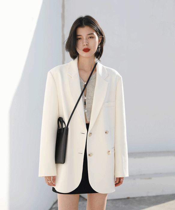 Fashion Women's Blazer Office Lady Long Sleeve Double-breasted Mid-length Coat Ladies Outerwear Stylish